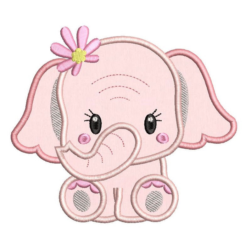 Baby Girl Elephant Applique Machine Embroidery | Rosieday Embroidery ...
