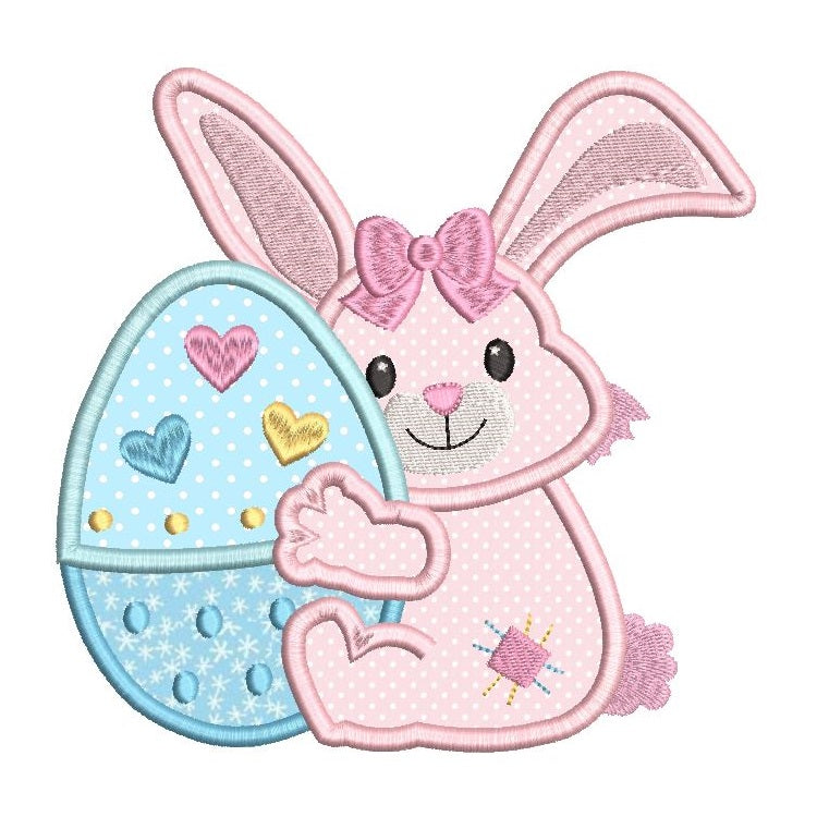 Easter Bunny Applique Machine Embroidery Design | Rosieday Embroidery ...