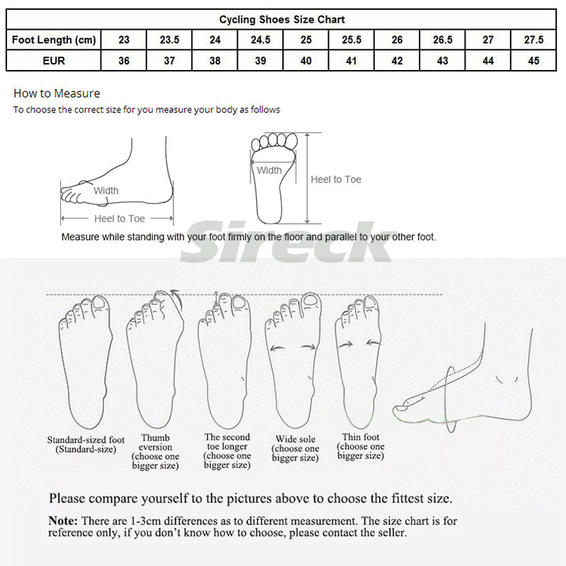 road bike shoe size chart