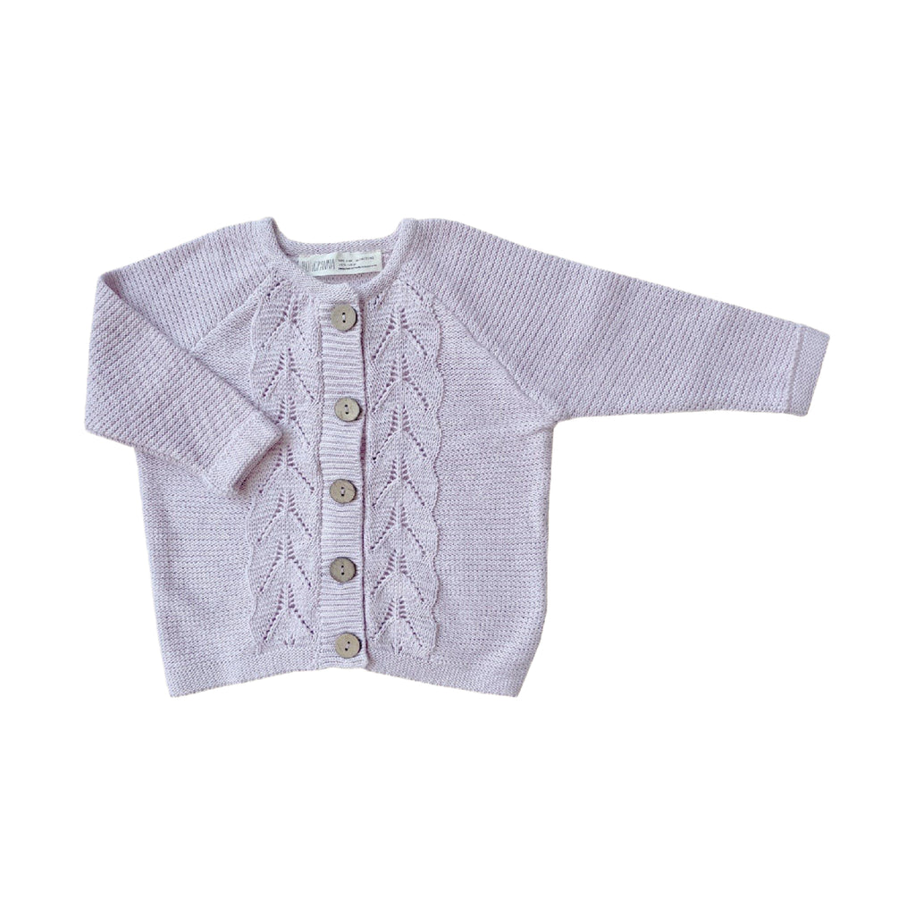 Knit Leaf Cardigan - lilac