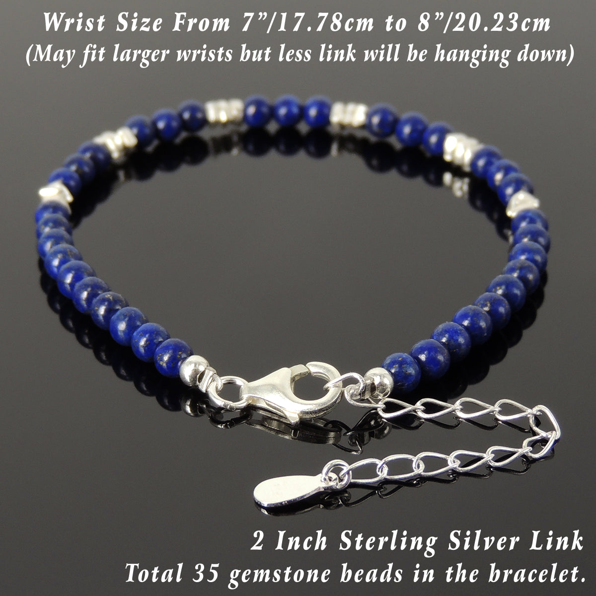 Agarwood & Lapis Healing Gemstone Bracelet with Silver Artisan Spacers -  GEM+SILVER