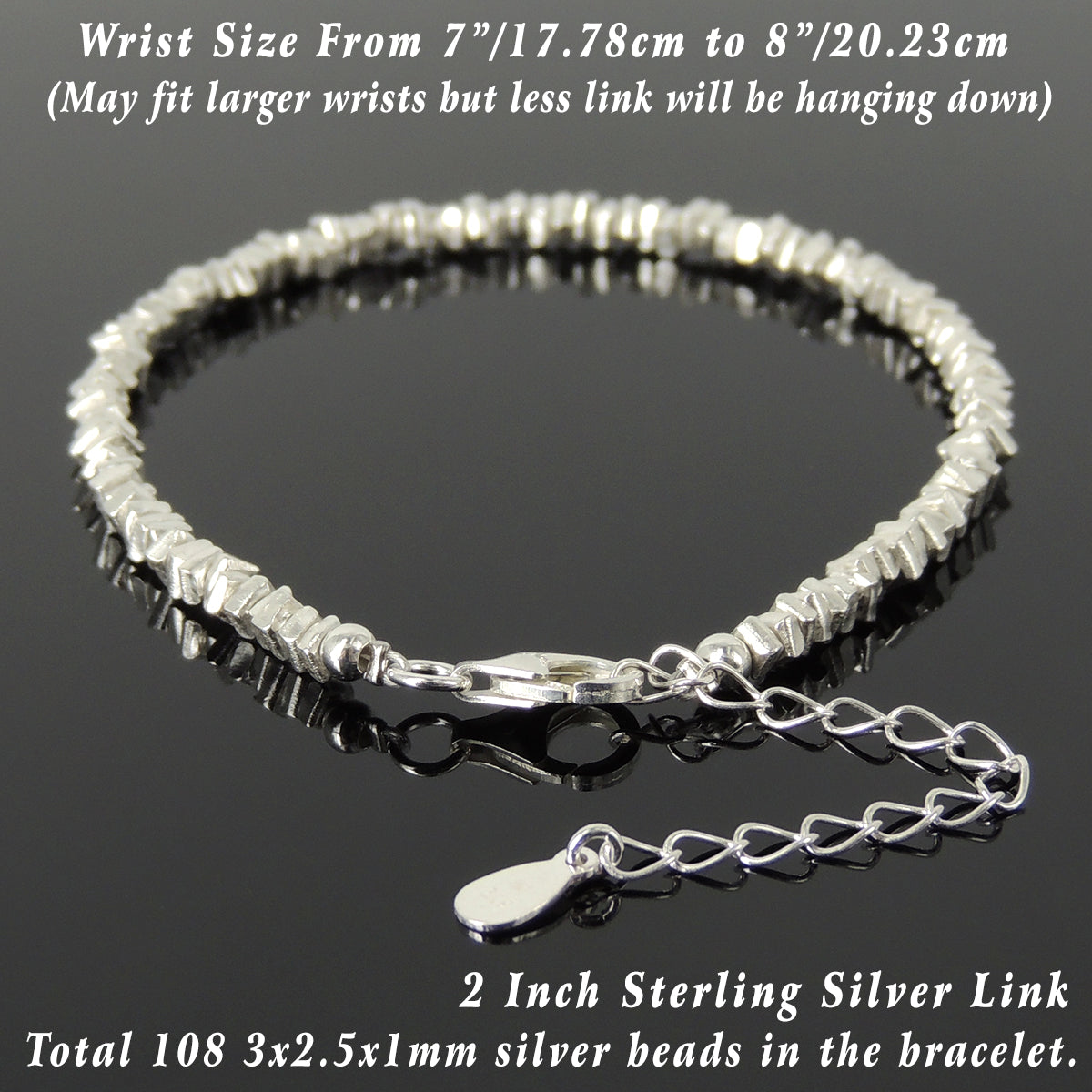 Sterling Silver Healing Bracelet Vintage Sun Barrel Beads Chain