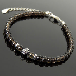 Healing Handmade Clasp Bracelet Smoky Quartz 4mm Beads Sterling Silver -  GEM+SILVER