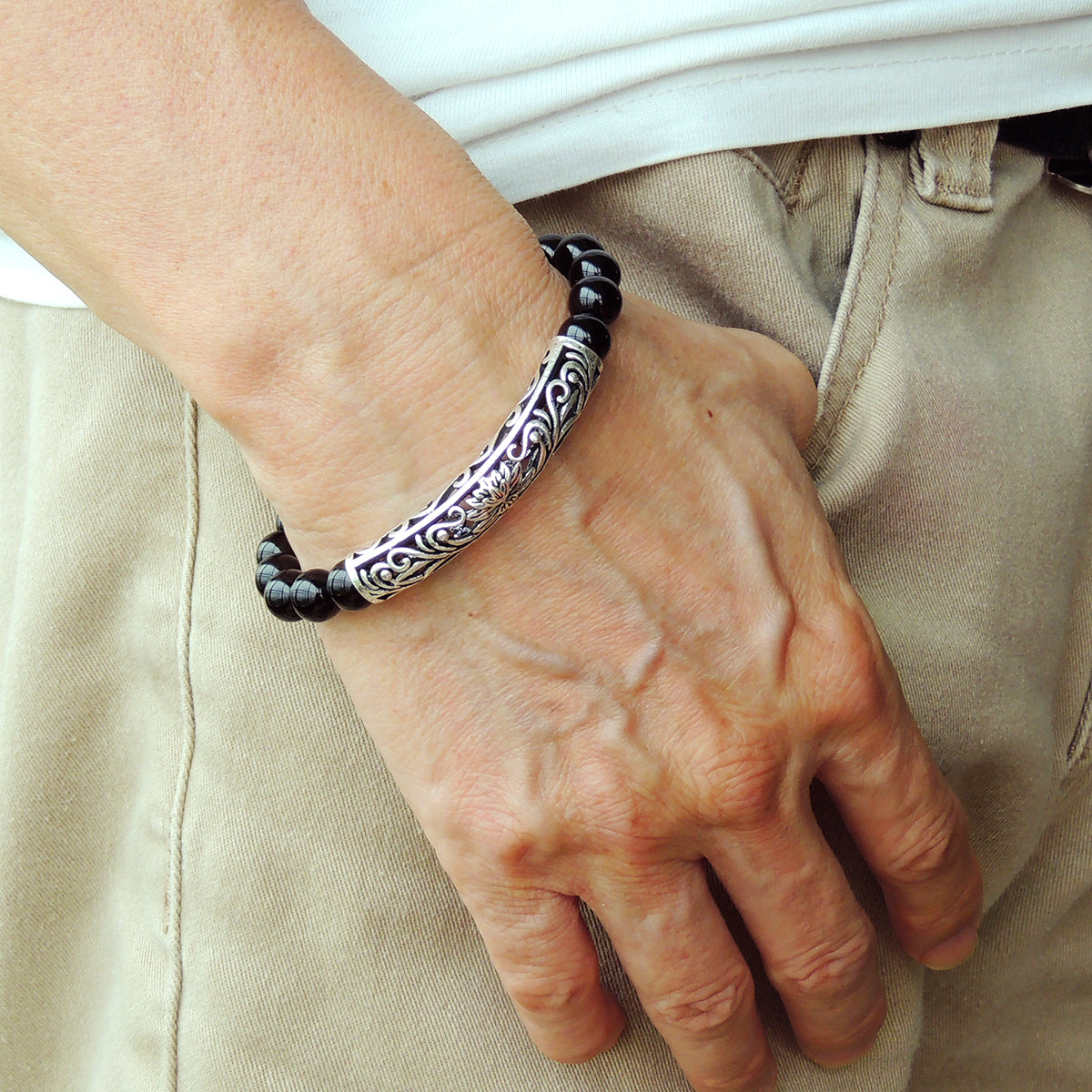 Men Protection Silver Bracelet