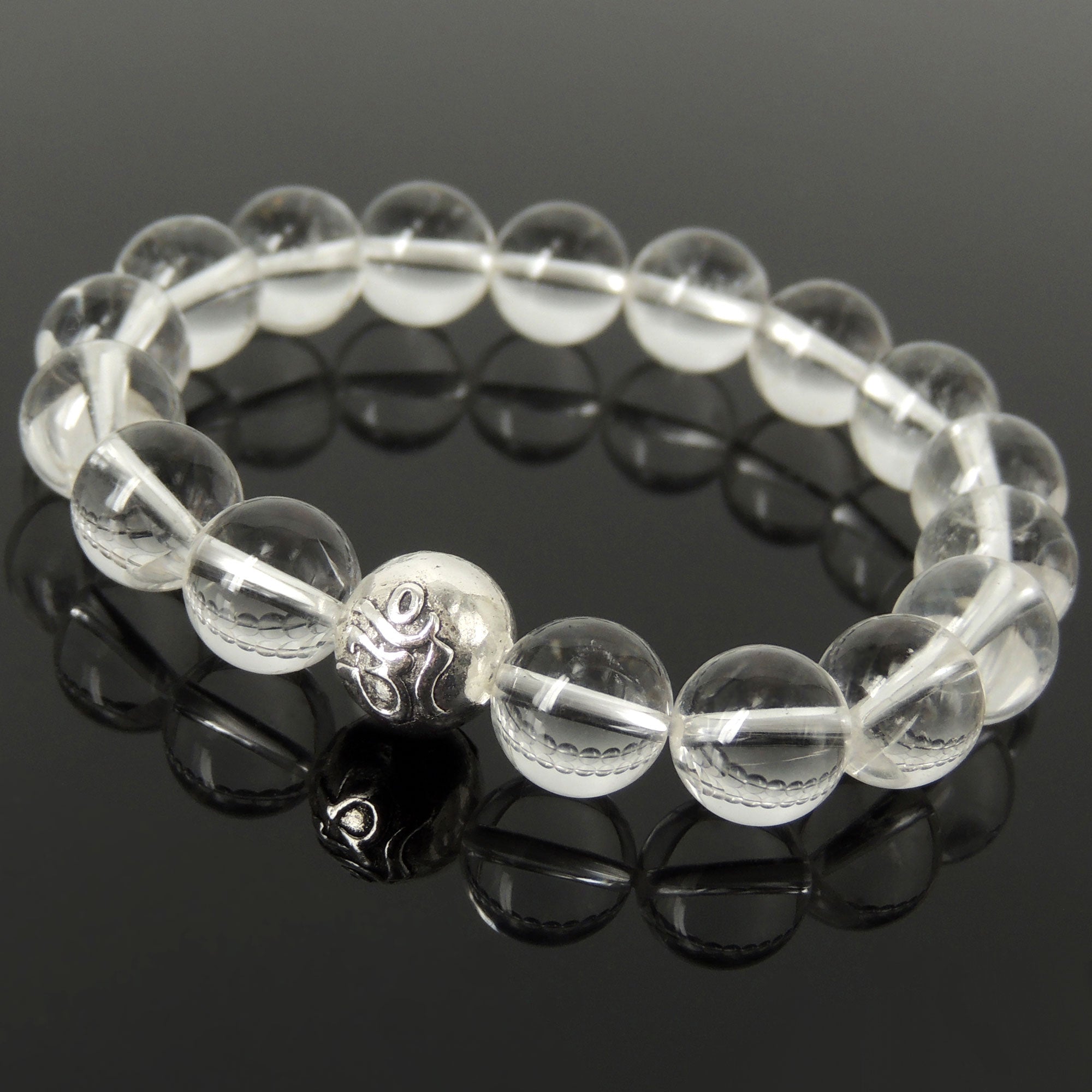 Cleansing Mantra Bracelet Clear Crystal Quartz Healing 7th Chakra