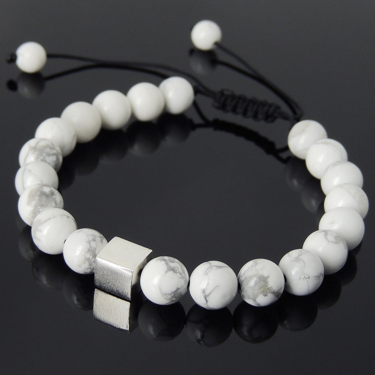 Men's Spiritual Beaded Bracelet, Handmade Howlite