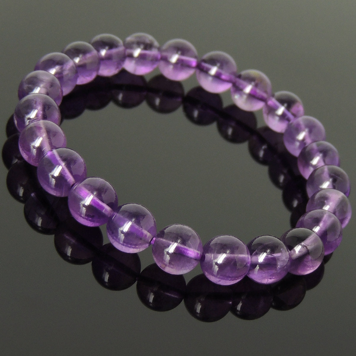 Handmade Healing Amethyst Gemstone Bracelet Natural Grade AAA 8mm Bead ...