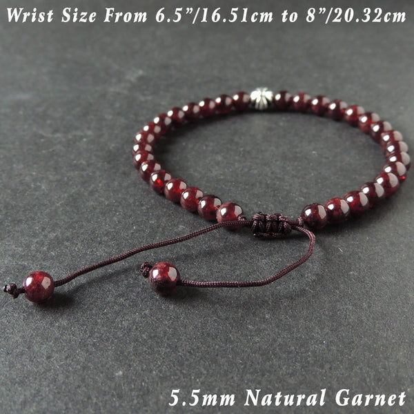 Natural Garnet Stone Braided Bracelet with Tibetan Silver Cross Bead ...