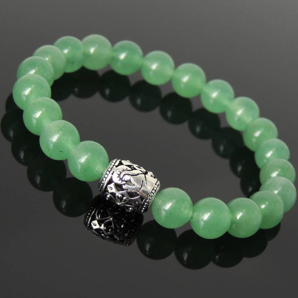 Aventurine Quartz Healing Gemstone Bracelet with Silver Virgin Mary ...