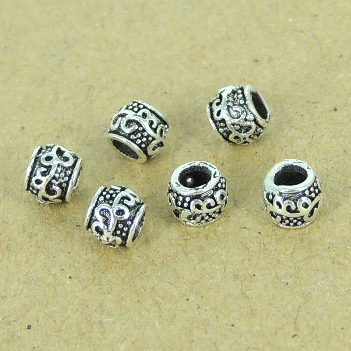 6 PCS Vintage Celtic Fleur de Lis Bead Spacer Beads - S925 Sterling Si -  GEM+SILVER