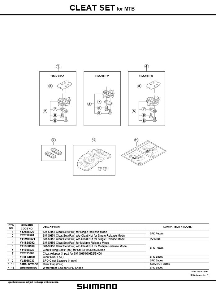 shimano sh51 spd cleat set