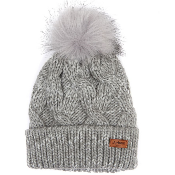 barbour grey bobble hat