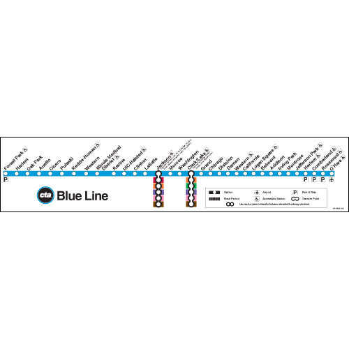 blue line map chicago Chicago Transit Authority Blue Line Map Poster Ctagifts Com blue line map chicago