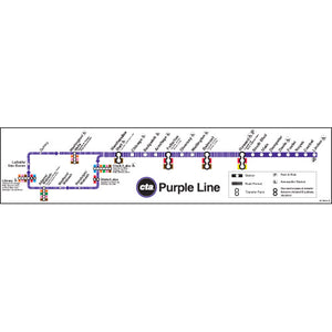 Purple Line Chicago Map Chicago Transit Authority Purple Line Map Poster – CTAGifts.com