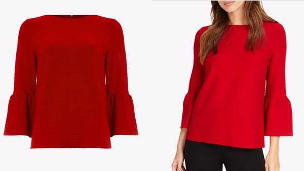 Red Flute Sleeve Top