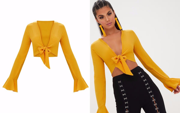 Mustard tie-top from Boohoo