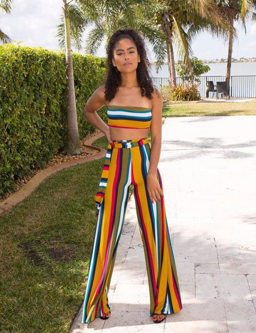 multicolor striped pants