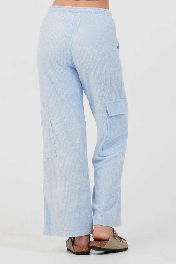 PLUSH CARGO PANTS - Light blue