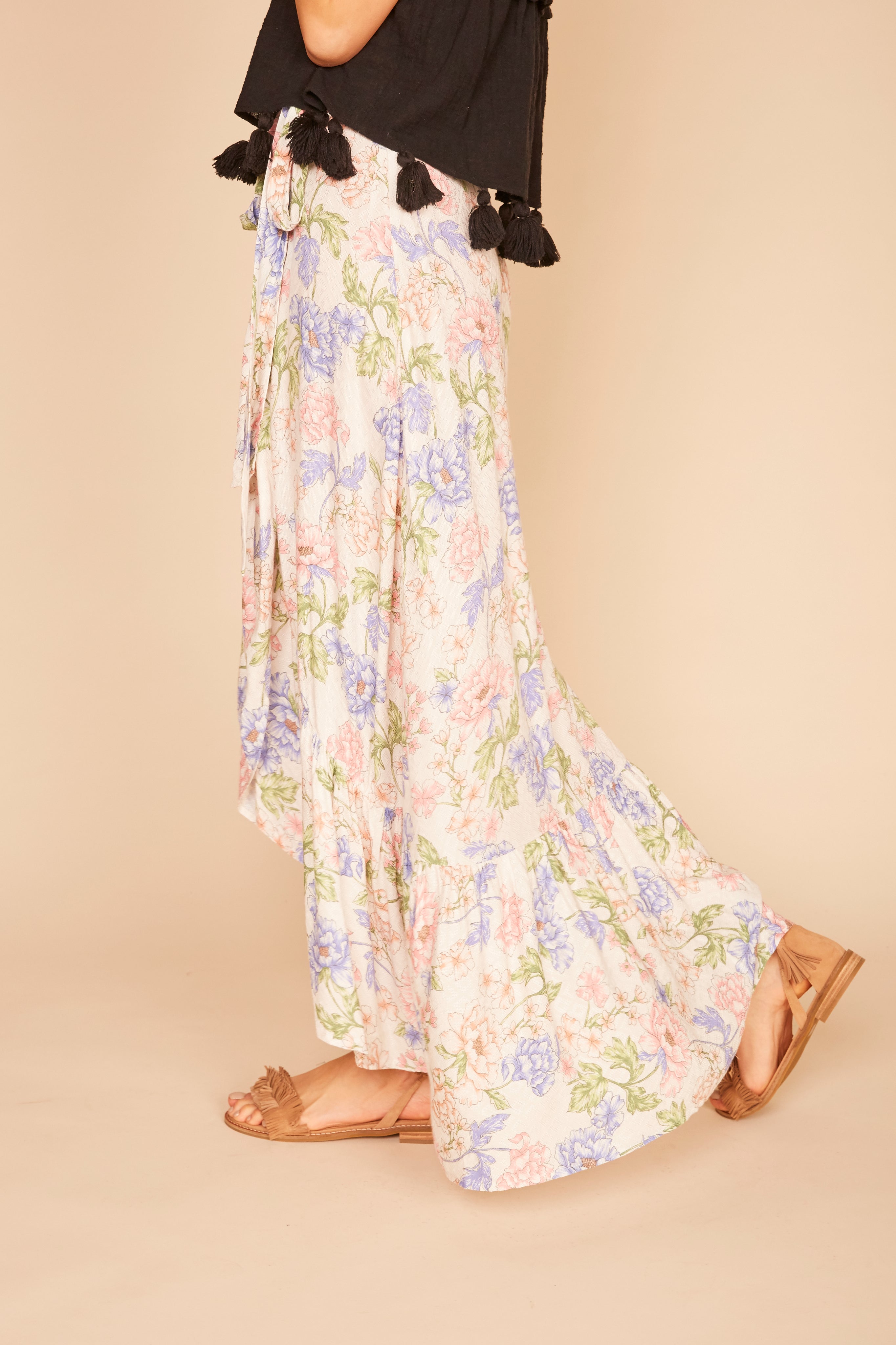 floral and frill maxi skirt