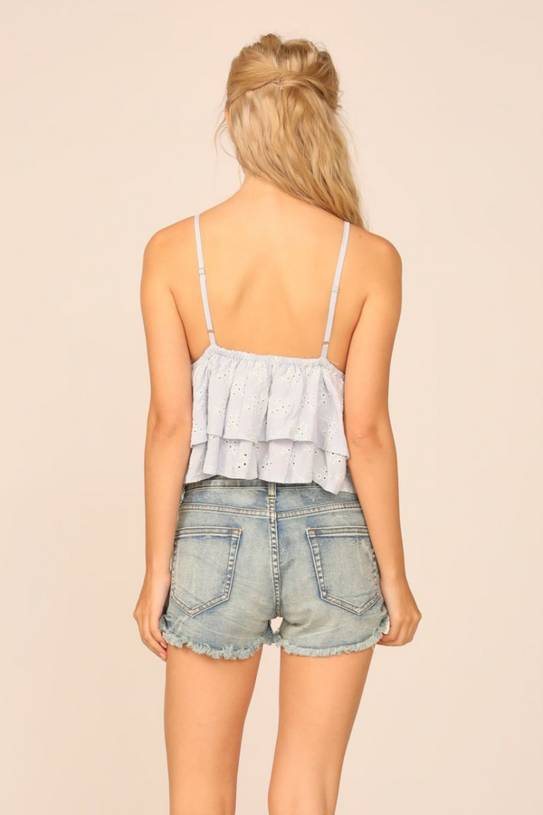 VH x OD - White Eyelet Ruffle Tank Top –