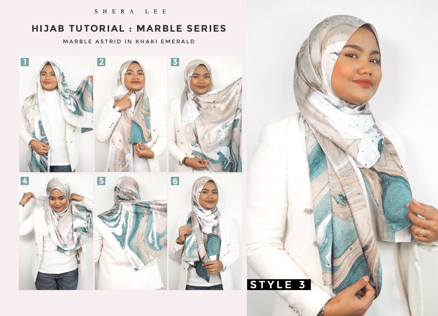 Shera Lee Hijab- Marble Astrid Print Sunday Funday Style