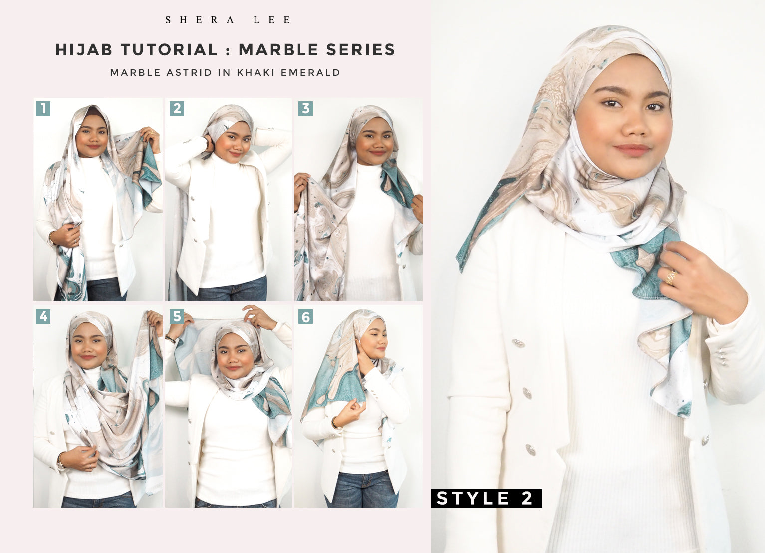 Shera Lee Hijab- Marble Astrid Print Meeting The Big Guys Style for Office and College