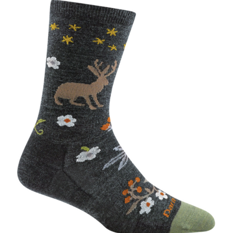 gray socks with deer and flowers