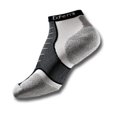 gray, black and white ankle sock