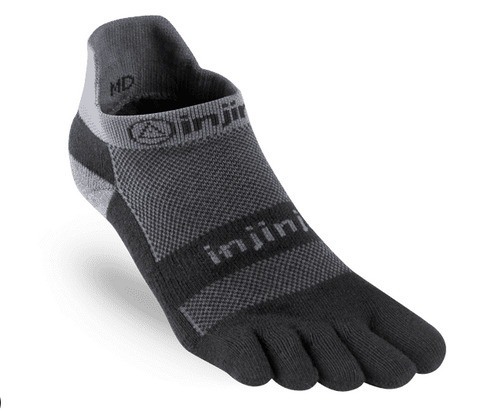 gray, black, and white toe socks