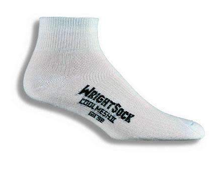 white quarter length sock with black Wrightsock logo