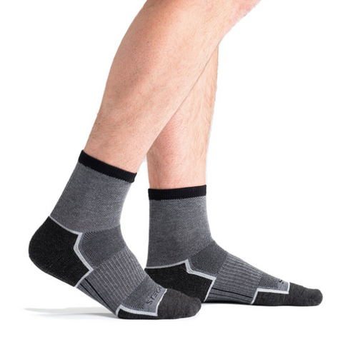 pair of gray and black micro crew socks