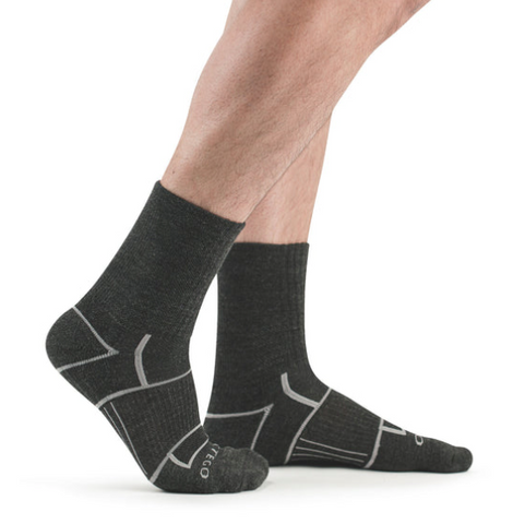 black micro crew socks with gray accents