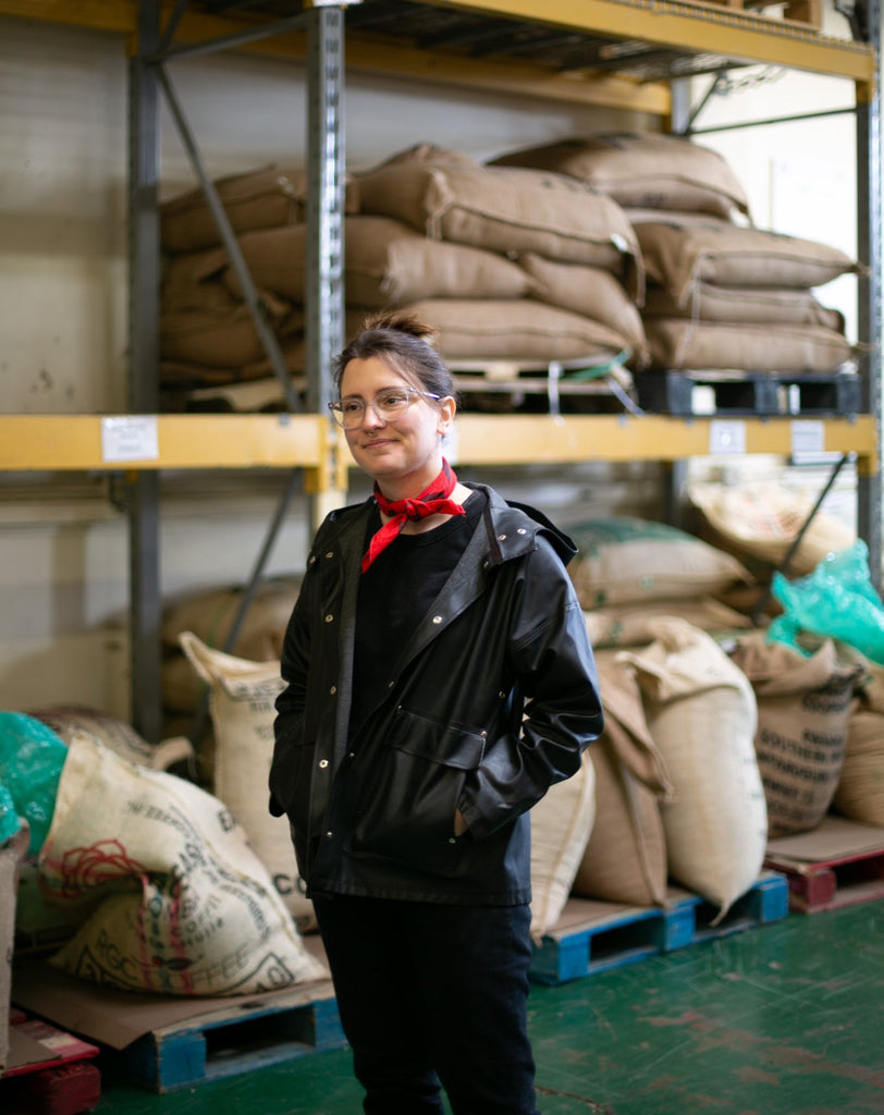 Head Roaster Michelle Fleming | Green Coffee at the Equator Coffees Roastery | Equator Coffees