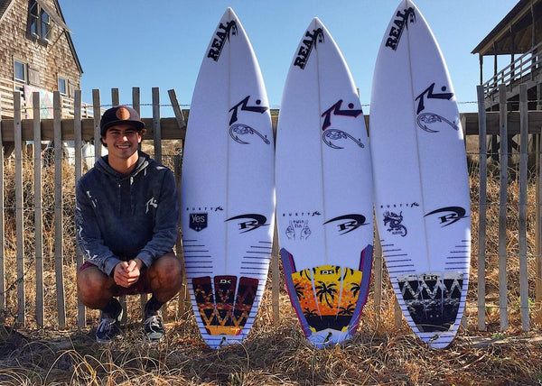 James Jenkins and his trusty Rusty quiver: (L to R) Yes Thanks, Twin Fin, Slayer.