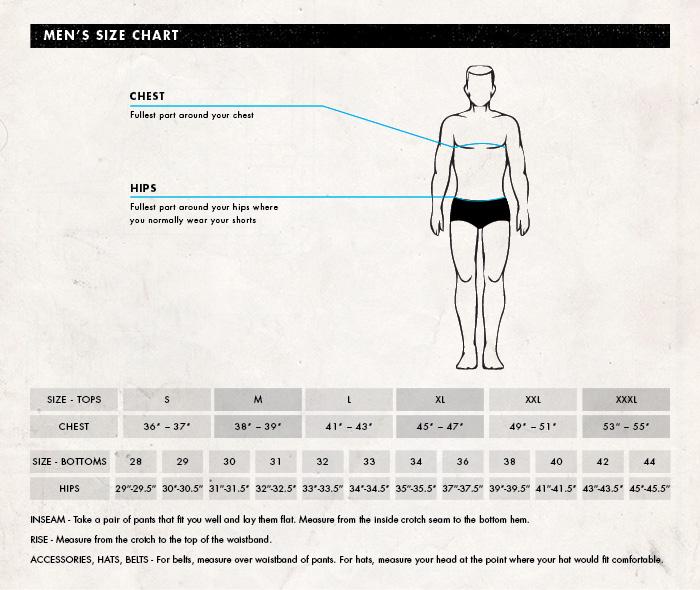 James Mens Size Chart