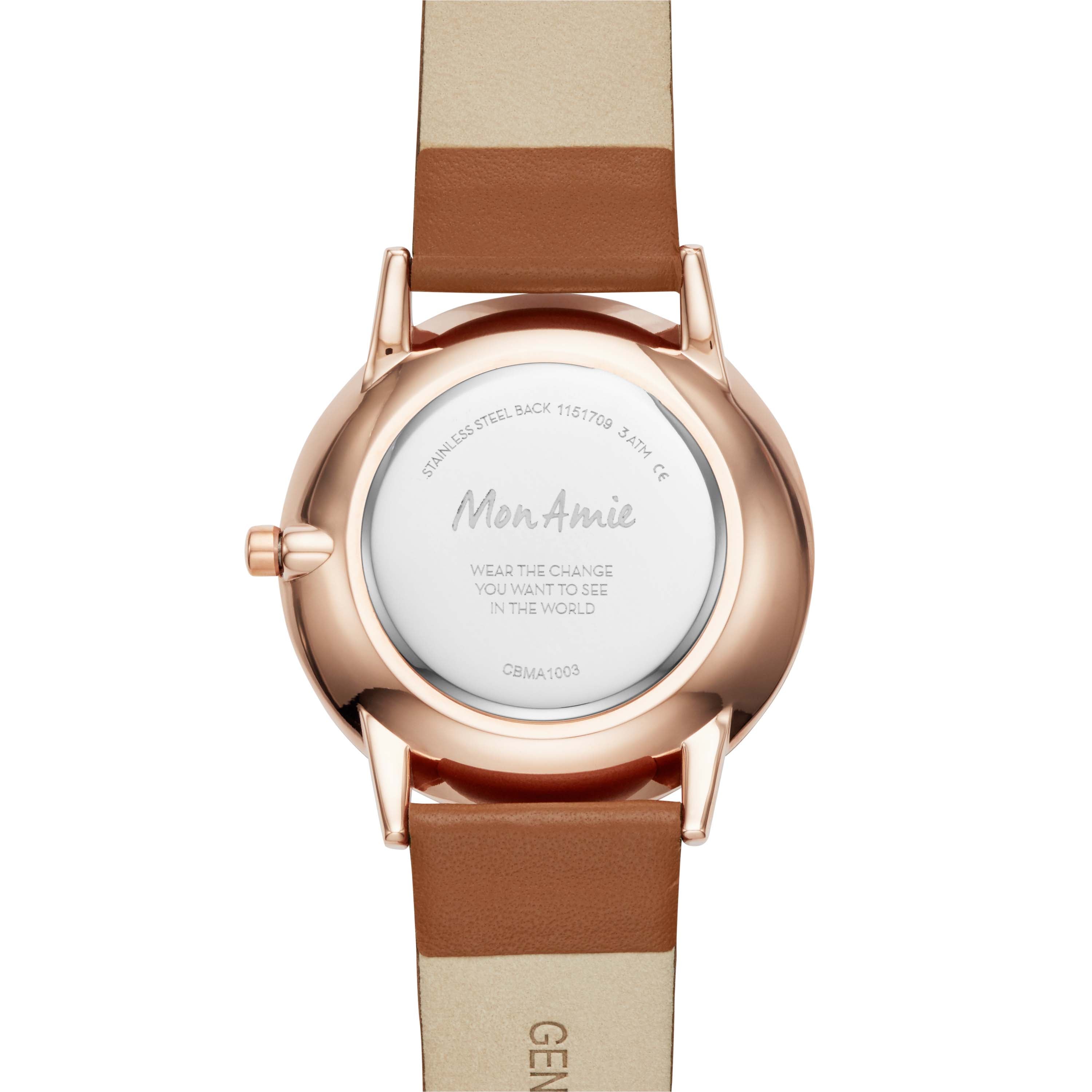 Food Three-Hand Tan Leather Watch - Mon Amie Watches