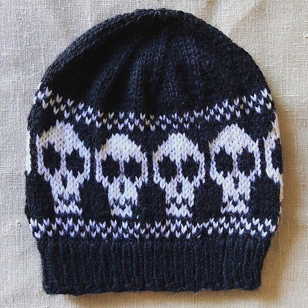 black and white skull hat