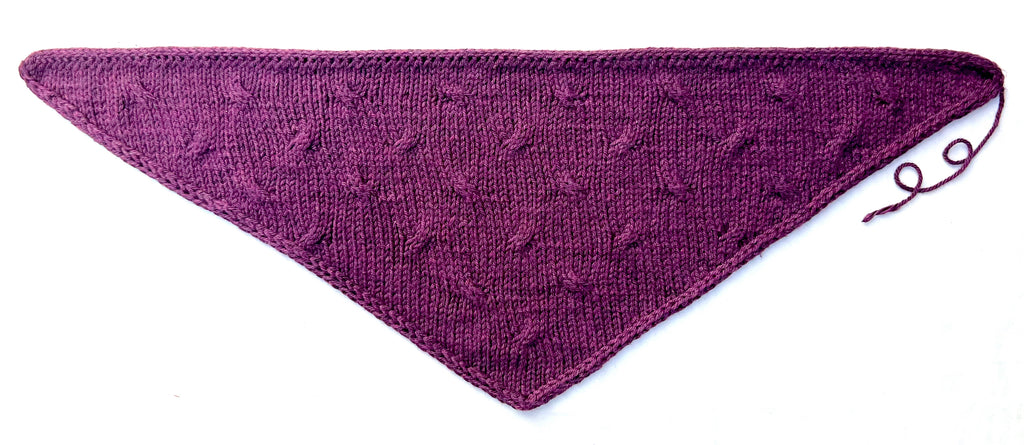 Purple triangular dog kerchief in Berroco Pima 100