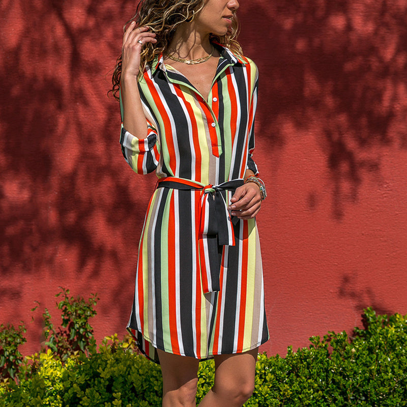 red long shirt dress