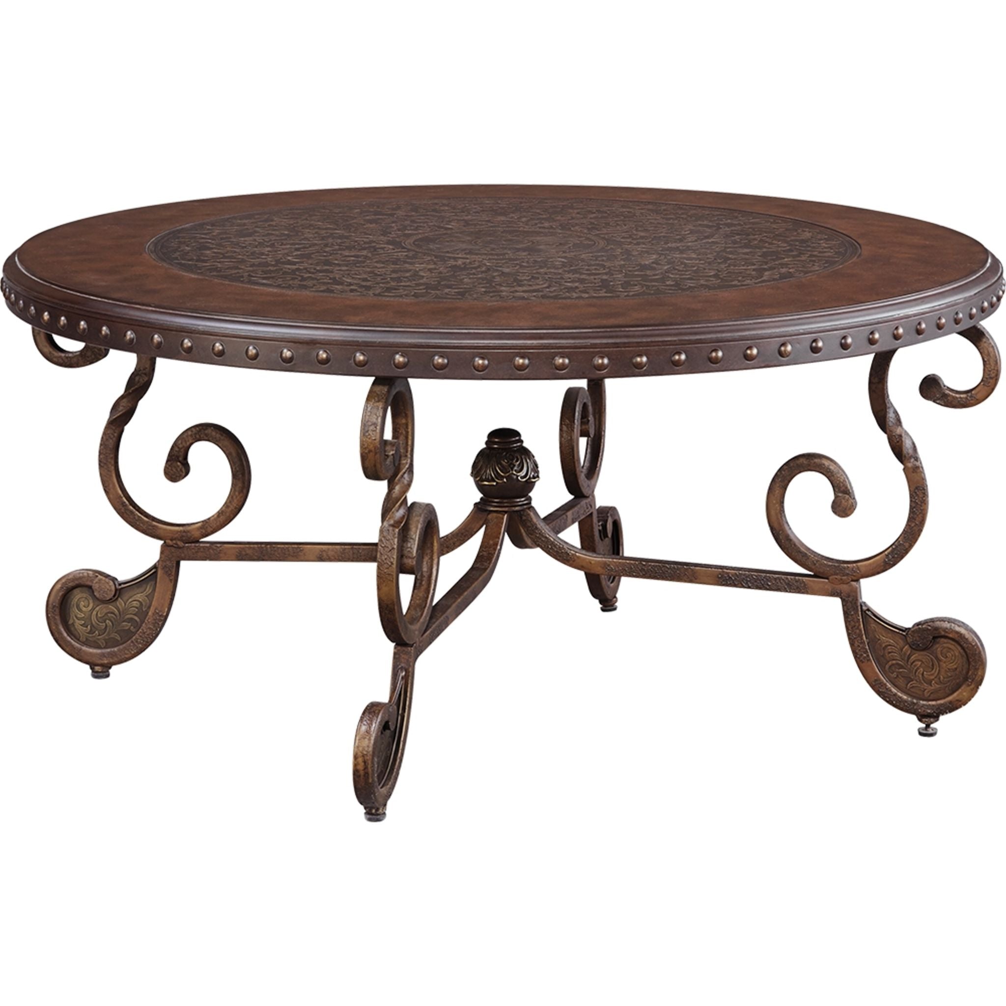 ferty Round Cocktail Table in Brown by Ashley