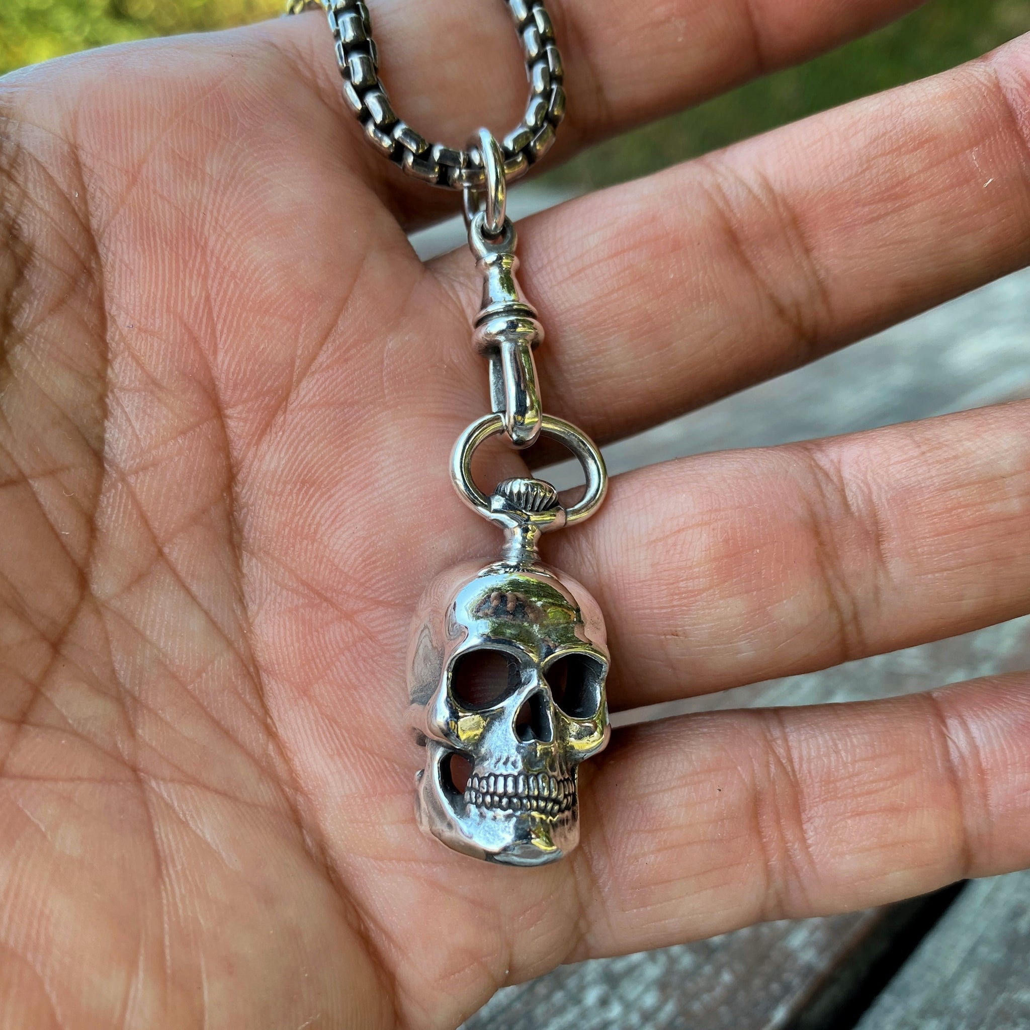 memento mori silver pendant