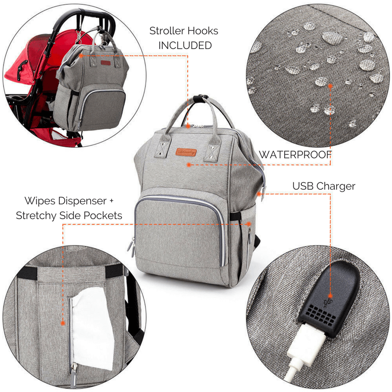 The City 2.0 Diaper Bag Backpack with USB Charging Port – Eloise & Lolo