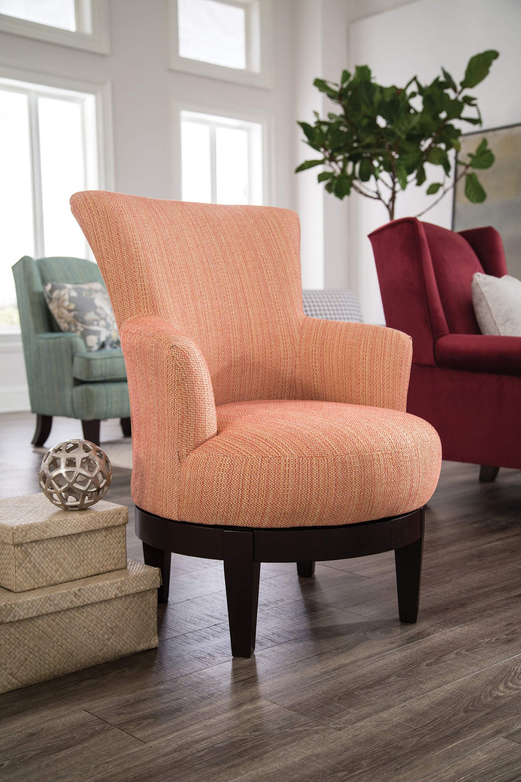 Justine Swivel Barrel Chair – Brownie Furniture