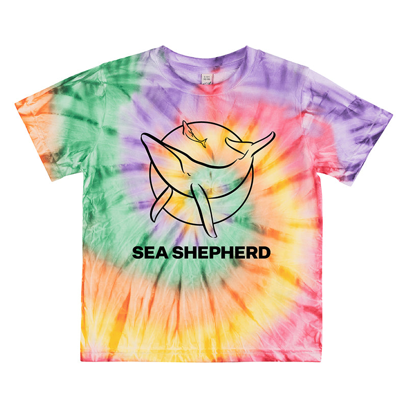 Classic Whale Youth Tie Dye Tee - Rainbow