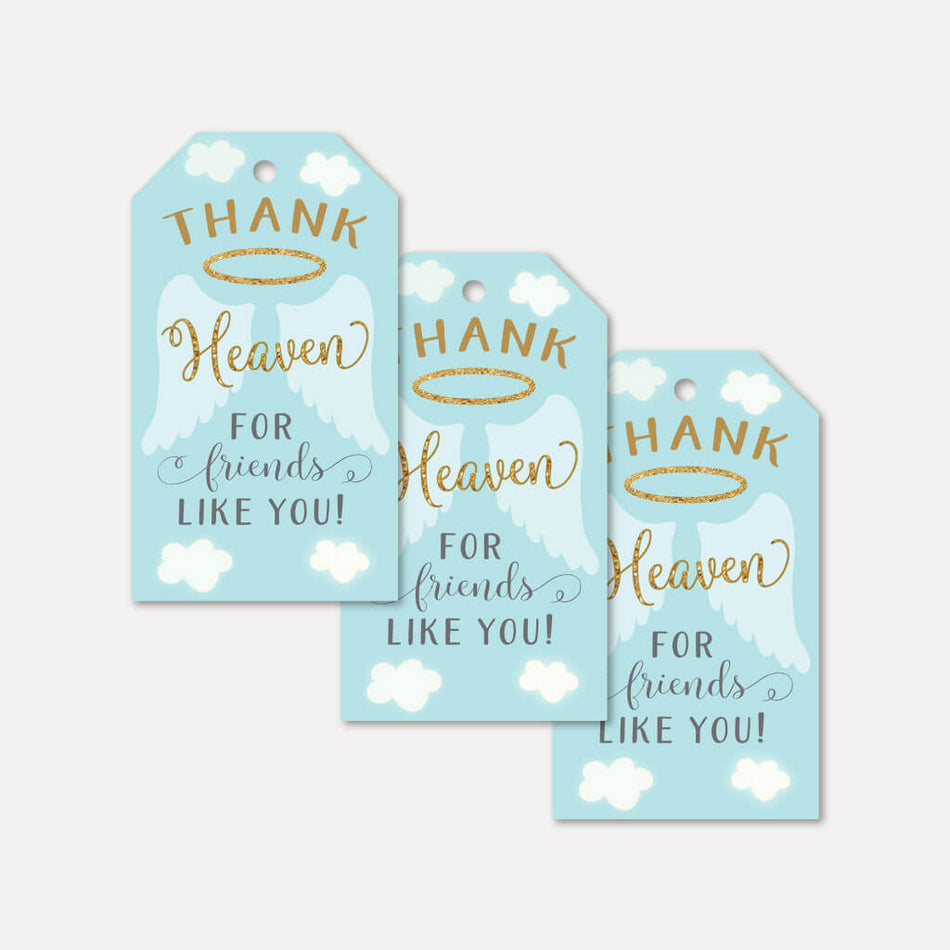 Printable Angel Boy Baby Shower Thank You Favor Tags Templates Hadley Designs