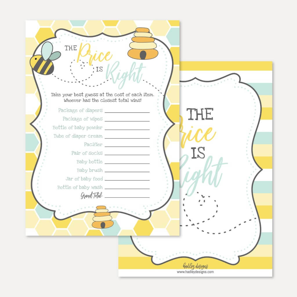 Printable Bee Baby Shower Game Set Templates | Hadley Designs