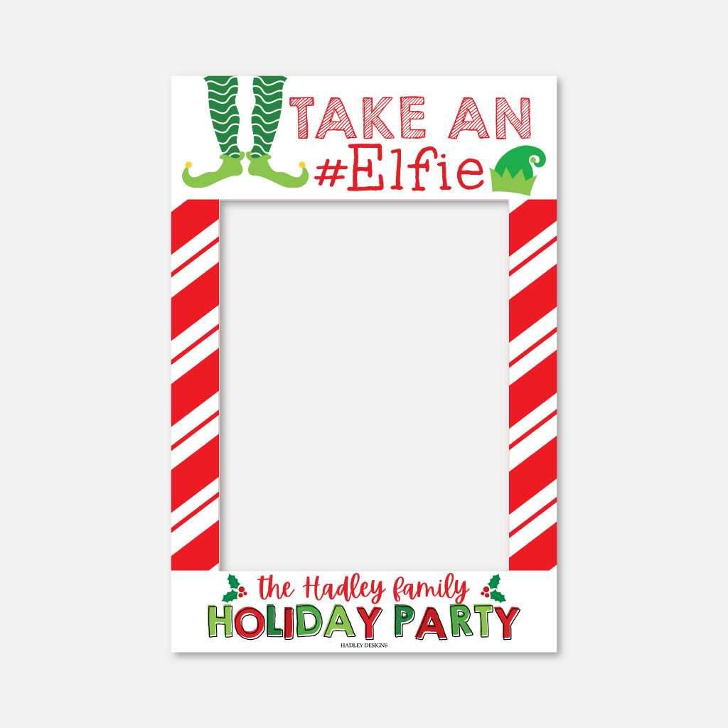 Printable Elf Christmas Party Photo Frame Prop Template | Hadley Designs