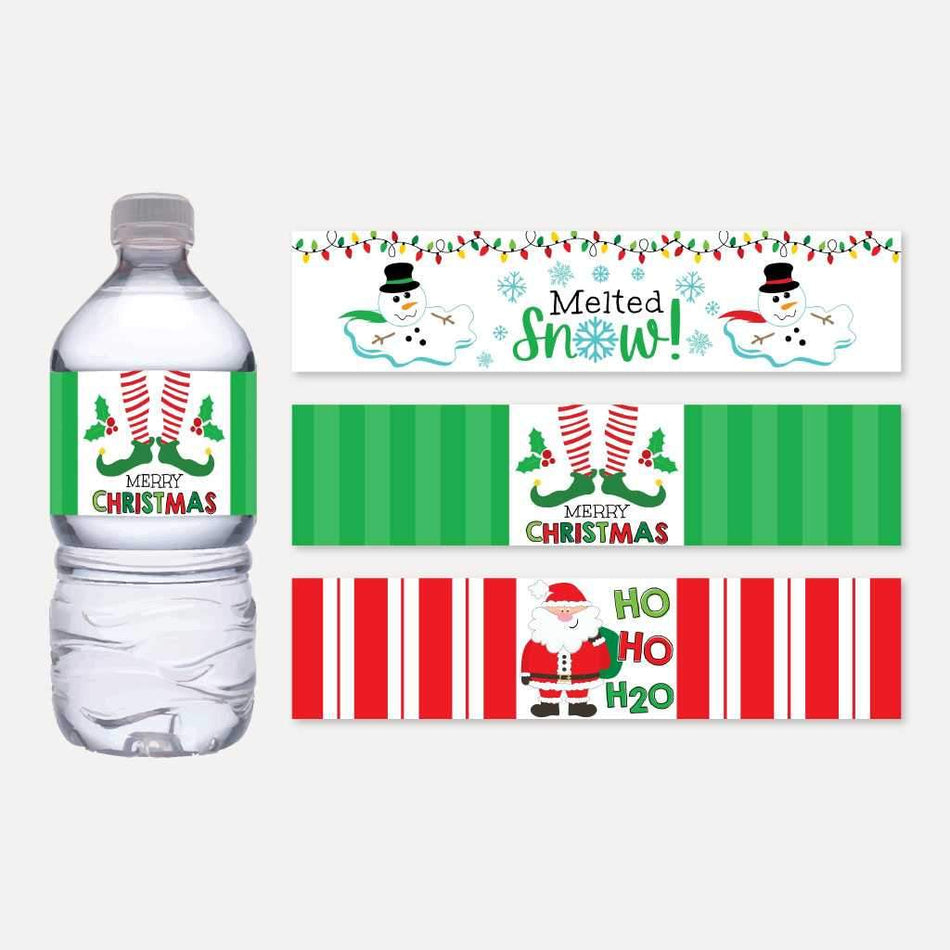 printable elf christmas party bottle label template