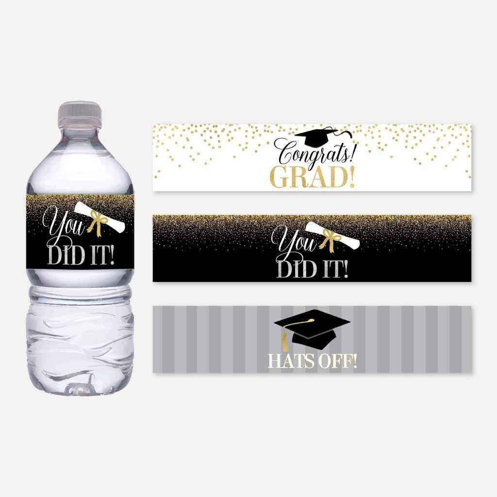 printable graduation party bottle wrap template hadley designs