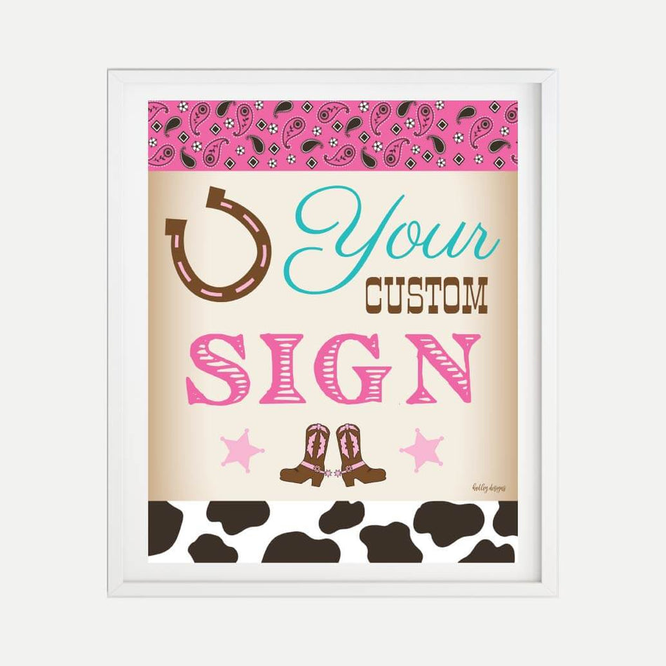 Printable Cowgirl Baby Shower Custom Sign Template Hadley Designs